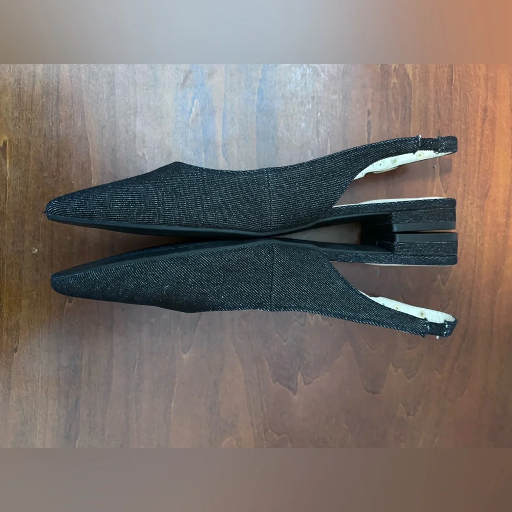 Nine West denim Babby pointy toe sling back flat 8M - Picture 2 of 14